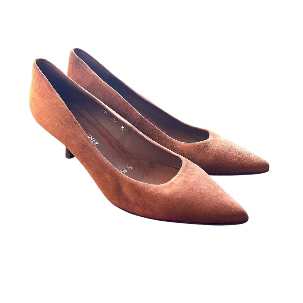 DONALD PLINER Rome Suede Kitten Heel Brown Sz 7